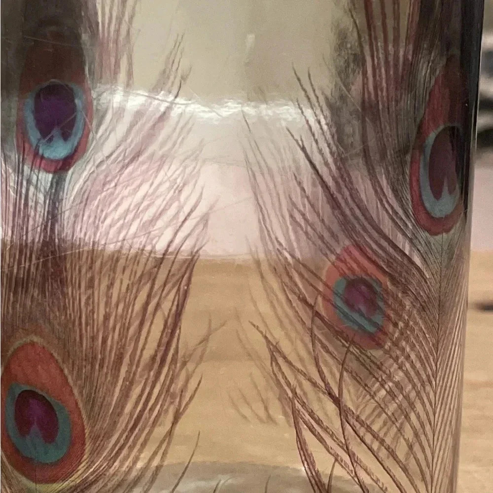 Vintage Apothecary Glass Jar with Peacock Feather Design/Medicinal/Beauty Jar - Picture 3 of 12